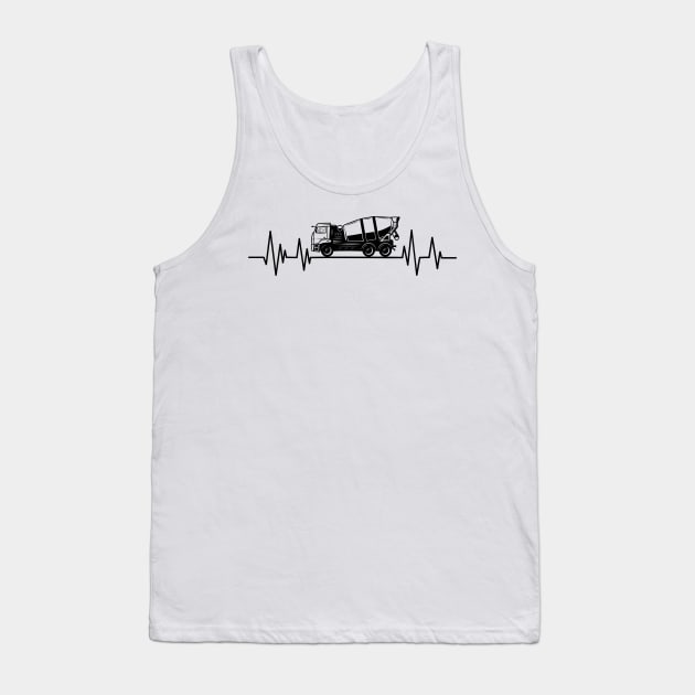 concrete mixer truck Driver heartbeat Birthday concrete mixer machine lover Tank Top by mezy